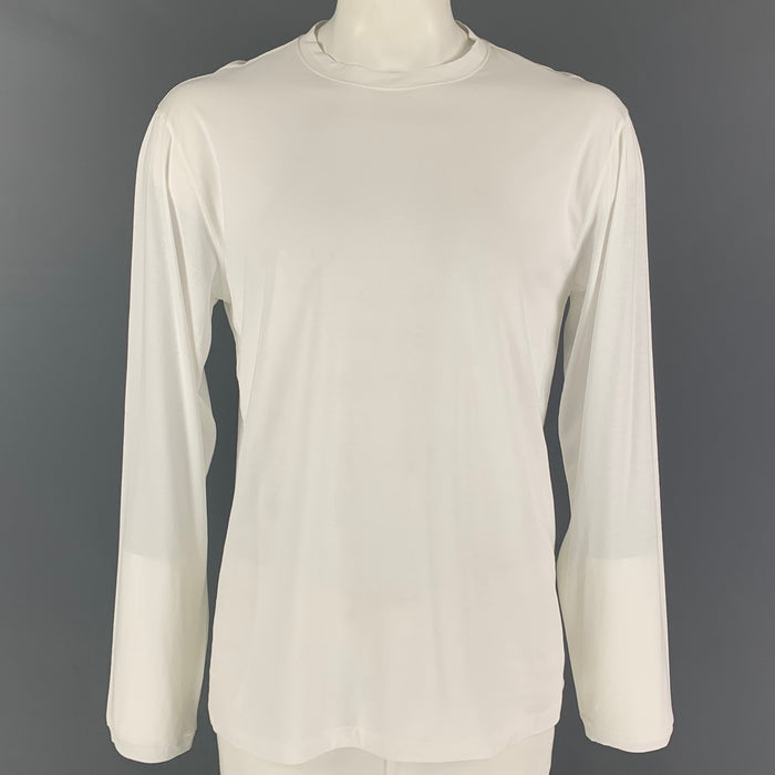 GIORGIO ARMANI Camiseta blanca con cuello redondo de algodón talla XL