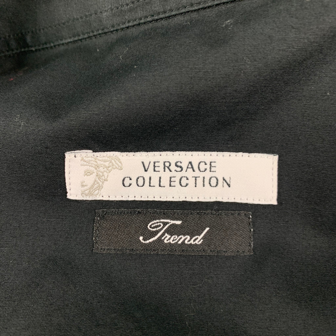 VERSACE COLLECTION Trend Size XL Black Studded Cotton Long Sleeve Shirt