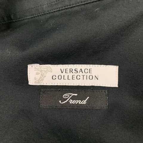 VERSACE COLLECTION Trend Size XL Black Studded Cotton Long Sleeve Shirt