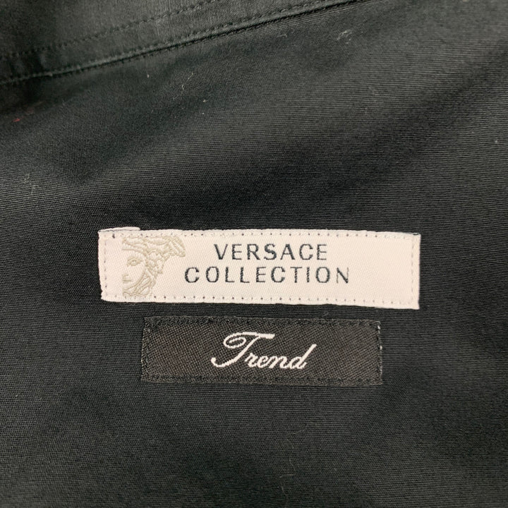 VERSACE COLLECTION Trend Size XL Black Studded Cotton Long Sleeve Shirt