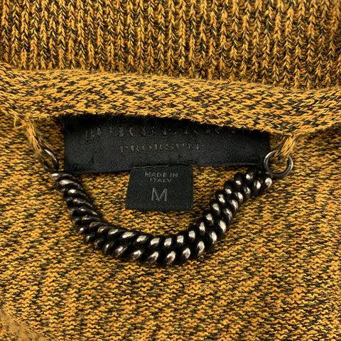 BURBERRY PRORSUM Spring 2012 Size M Mustard Yellow Embroidery Crochet Pullover Sweater