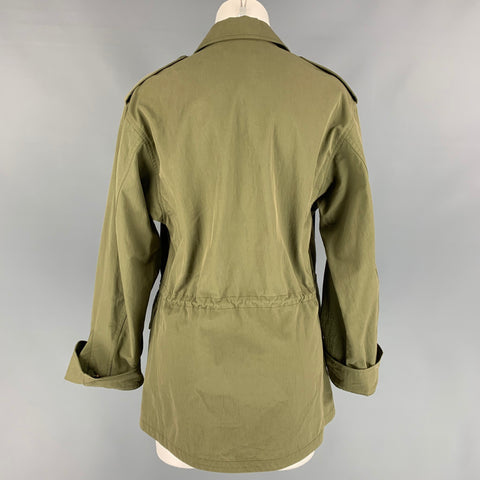 RALPH LAUREN Taille 8 Trench-coat Safari en coton olive / nylon