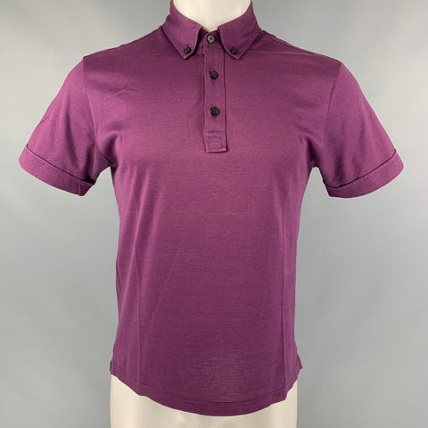 LANVIN Polo de algodón liso morado talla S