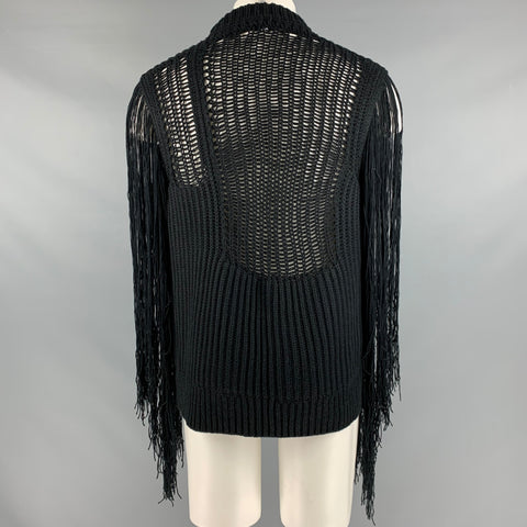 CALVIN KLEIN 205W39NYC Size ML Black Knit Acrylic Fringed Sweater