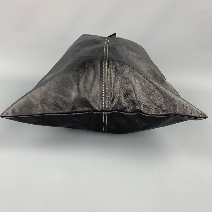KISIM Black Contrast Stitch Leather Shoulder Bag