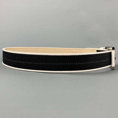 ESCADA Taille 36 Ceinture en cuir à ruban à rayures noires et blanches