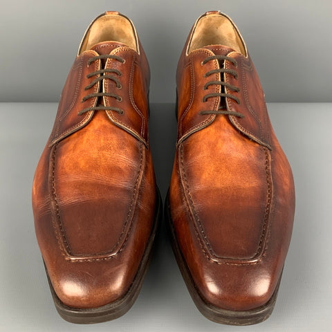 MAGNANNI Size 10.5 Brown Antique Leather Lace Up Shoes