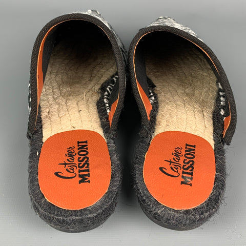 CASTANER x MISSONI Size 7.5 Black & White Canvas Zig Zag Suede Flats