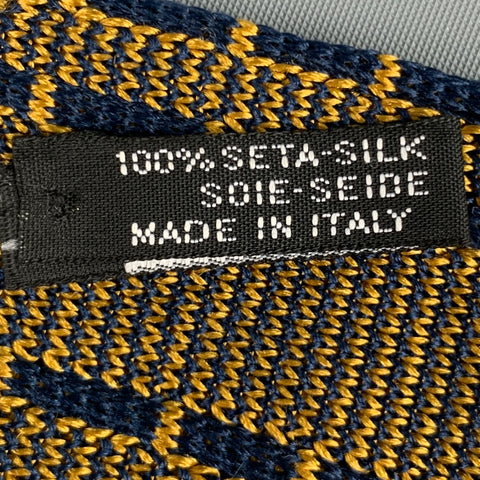 VINTAGE Yellow Black Knitted Silk Tie