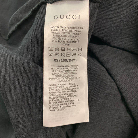 GUCCI Size XS Black White Graphic Cotton Crew-Neck T-shirt