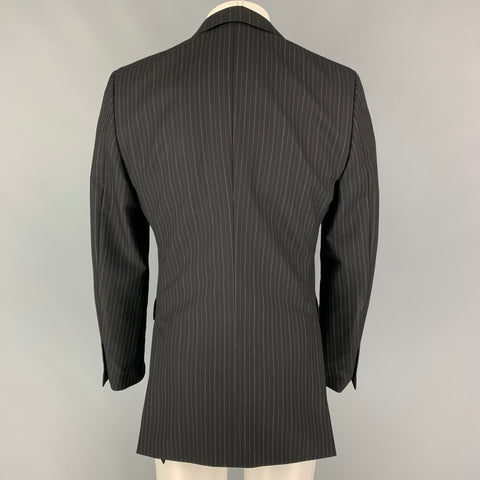 BURBERRY Taille 40 Manteau de sport à revers cranté en laine et coton à rayures noires et grises