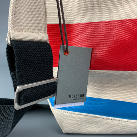 JACK SPADE Multi-Color Stripe Cotton Canvas Tote Bag