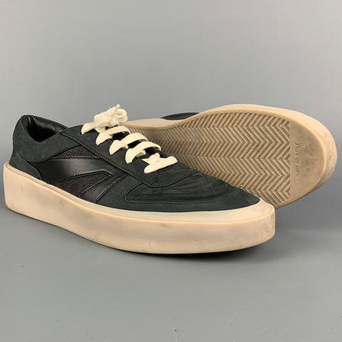 FEAR OF GOD Baskets à lacets en cuir noir et anthracite taille 11
