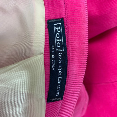 POLO by RALPH LAUREN Size 42 Long Hot Pink Corduroy Cotton Notch Lapel Sport Coat