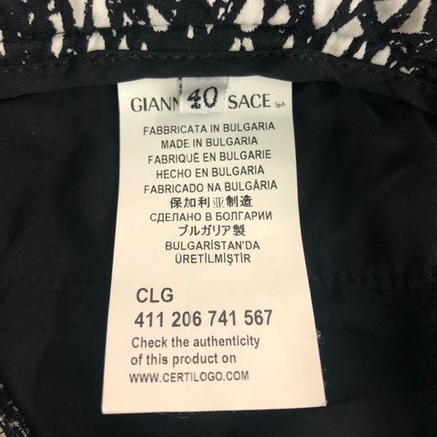VERSACE COLLECTION Size 4 Black & White Cotton Blend Abstract Casual Pants