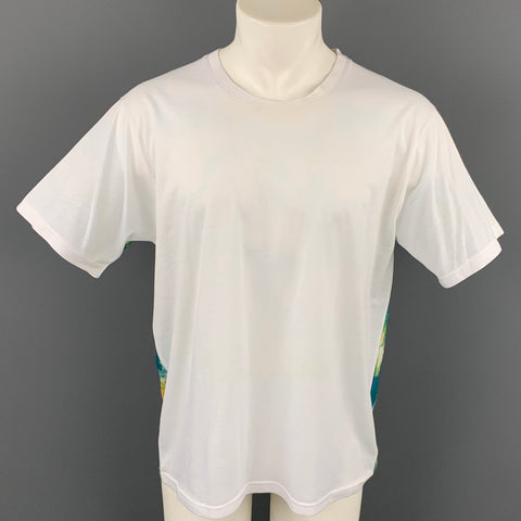 CRAIG GREEN Size L White & Green Abstract Polyester Short Sleeve T-shirt
