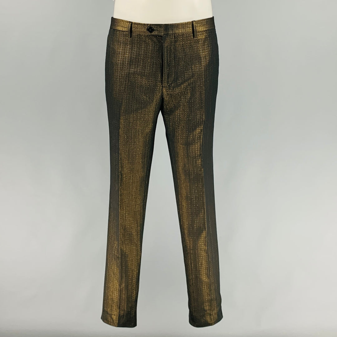 slim fit dress slacks Golden Edge Suit Black/Gold main image 1