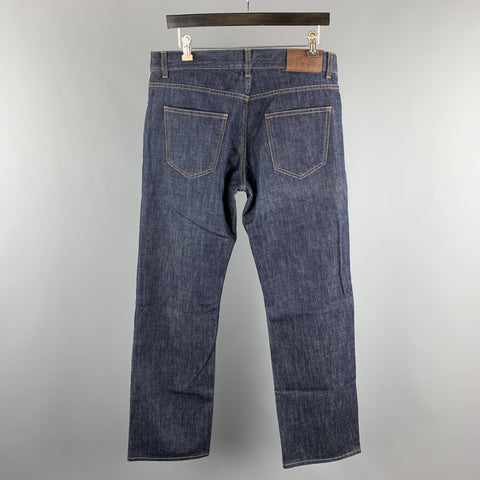 PRADA Size 33 Indigo Contrast Stitch Denim Button Fly Jeans