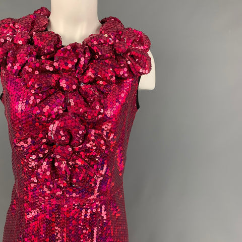 MARC JACOBS Size 4 Red Purple Polyester Sequined Shift Dress
