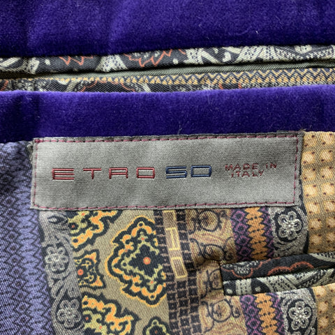 ETRO Size 40 Purple Solid Velvet Notch Lapel Sport Coat
