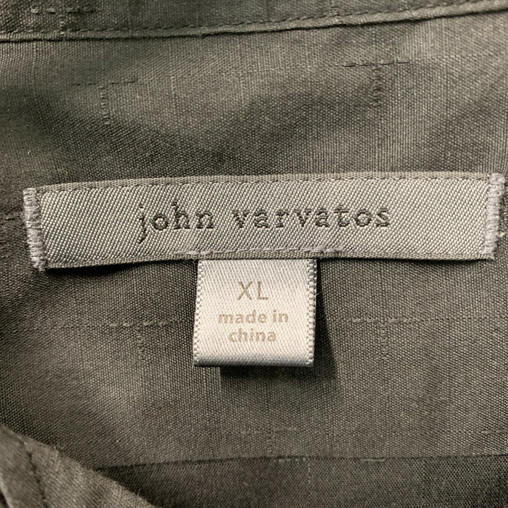 JOHN VARVATOS Taille XL Chemise à manches longues en coton uni noir Tuxedo