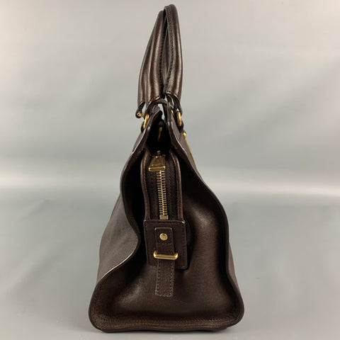 YVES SAINT LAURENT 2012 CABAS Brown Leather Shoulder Bag