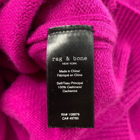 RAG & BONE Size XXL Fuchsia Knitted Cashmere Crew-Neck Sweater