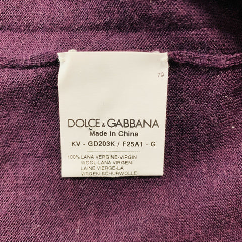 DOLCE &amp; GABBANA Taille XS Pull à col en V en laine tricotée violette