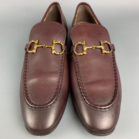 SALVATORE FERRAGAMO Taille 11 Mocassins à enfiler en cuir marron foncé avec mors de cheval