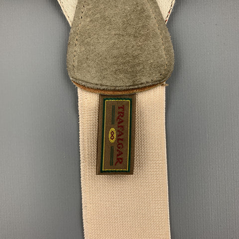 TRAFALGAR Playing Pool Print Beige Silk Leather Trim Suspenders