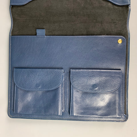 IL BISONTE Blue Pebble Grain Leather Briefcase
