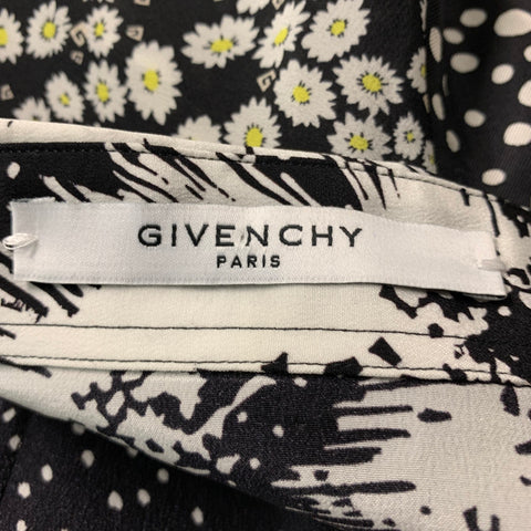 GIVENCHY Size S Black White Mixed Fabrics Silk Button Up Long Sleeve Shirt