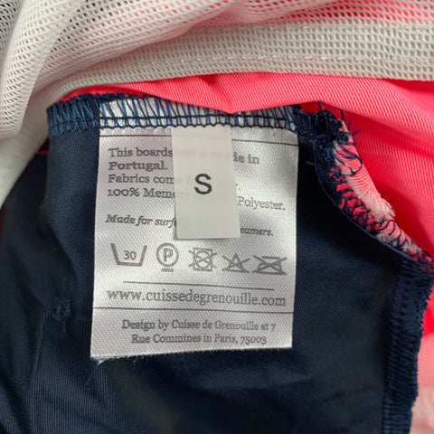 CUISSE DE GRENOUILLE Size S Neon Pink Navy Two Toned Polyester Swim Trunks