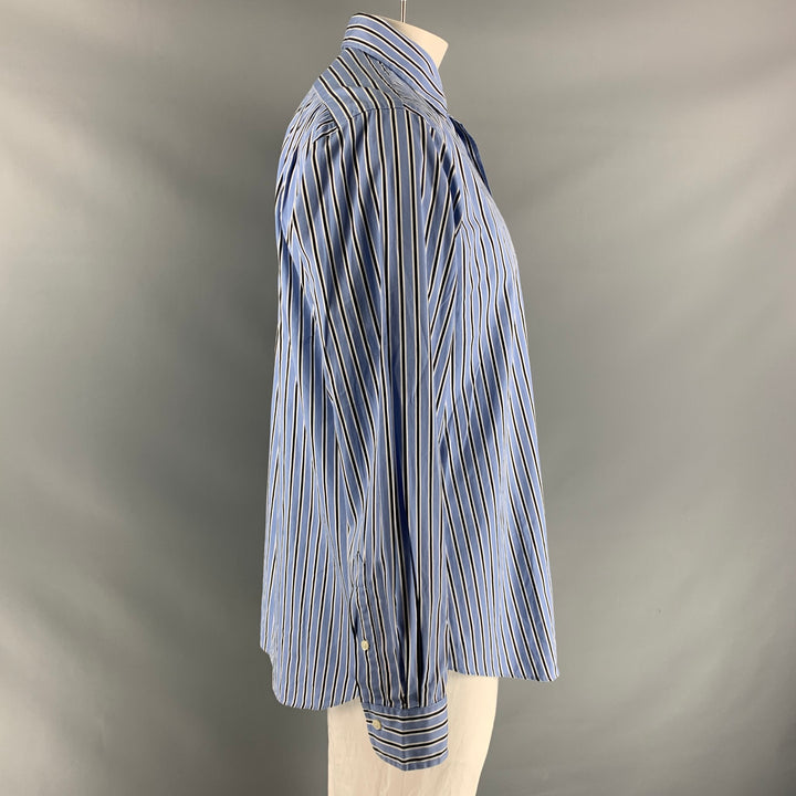 POLO by RALPH LAUREN Size L Blue &  Black Stripe Cotton Long Sleeve Shirt