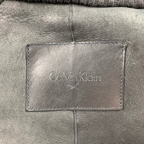 CALVIN KLEIN Taille 8 Veste zippée en peau de mouton texturée noire
