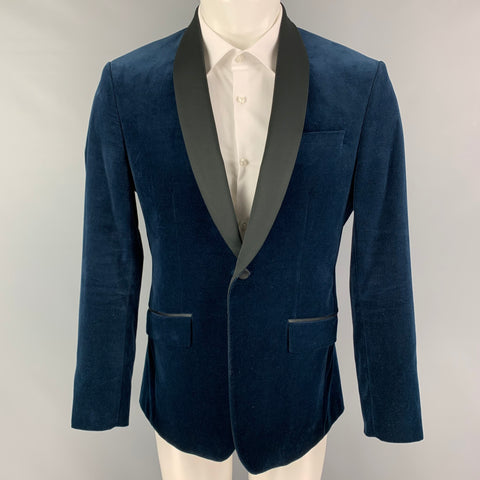 TED BAKER Size 40 Navy Black Velvet Shawl Collar Sport Coat