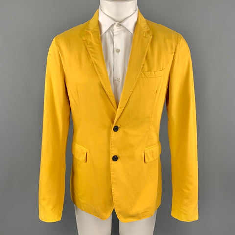 BURBERRY LONDON Talla 40 Abrigo deportivo de dos botones con solapa de muesca de algodón amarillo