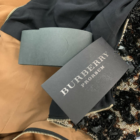 BURBERRY PRORSUM Pre-Fall 2013 Size XS Brown Camel Silk Evening Gown Long Dress