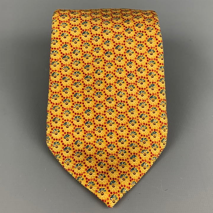 ERMENEGILDO ZEGNA Corbata de seda con estampado de círculos amarillos y rojos
