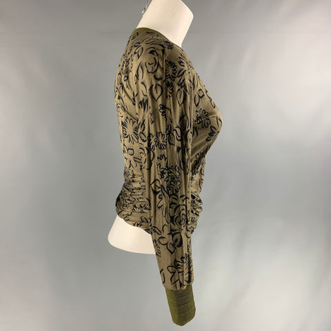 GIANNI VERSACE Size S Green and Black Viscose &  Silk Abstract Pullover