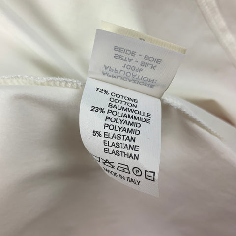 RIVAMONTI Size M White Cotton Blend Short Sleeve Blouse