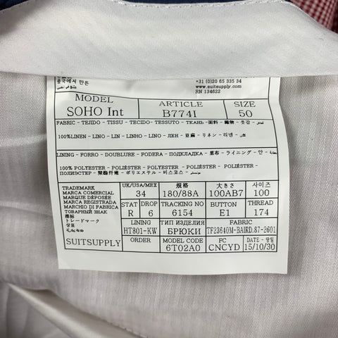 SUIT SUPPLY Size 34 Red White Glenplaid Polyester Flat Front Casual Pants