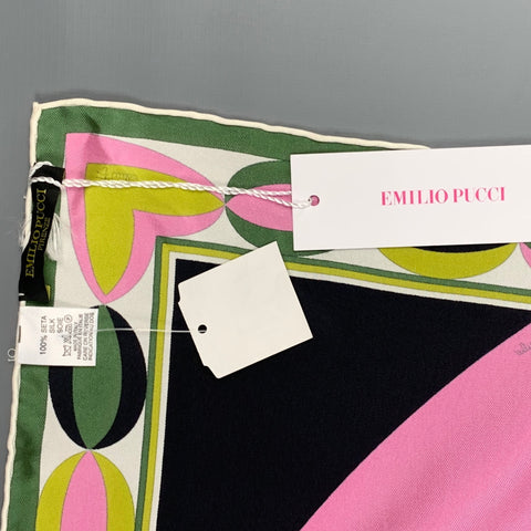 EMILIO PUCCI Multi-Color Abstract Print Silk Scarf