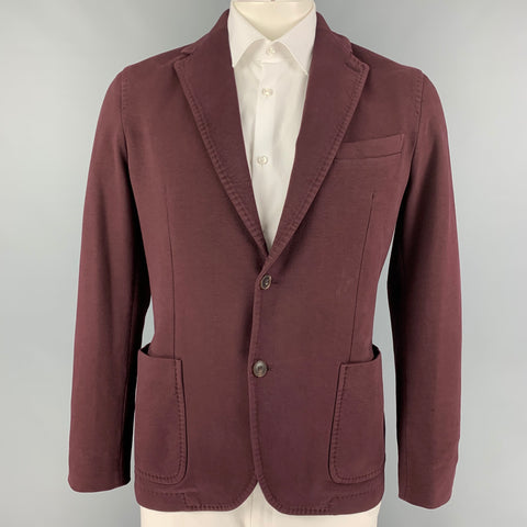 CIRCOLO Taille 42 Manteau de sport à revers cranté en coton aubergine