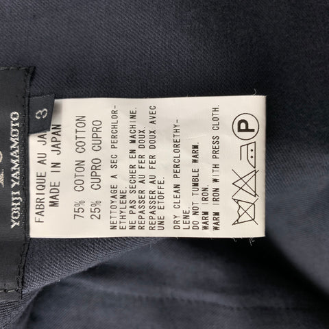 Y's by YOHJI YAMAMOTO Size 34 Black Cotton / Cupro Back Belt Wide Leg Dress Pants