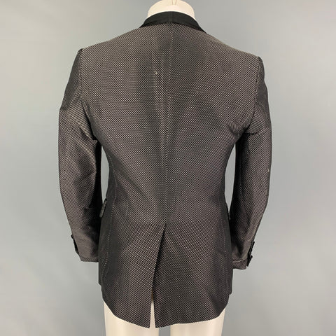 GUCCI Size 40 Grey Black Textured Rayon Blend Shawl Collar Sport Coat