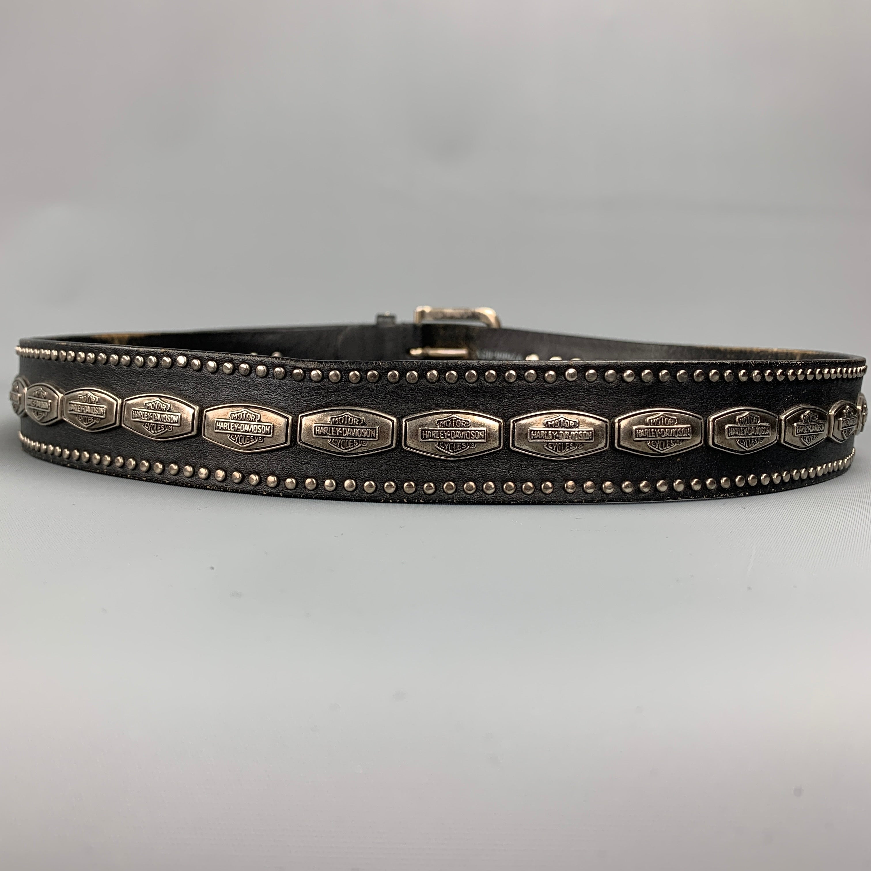 HARLEY DAVIDSON Size 42 Black Studded Leather Belt – Sui