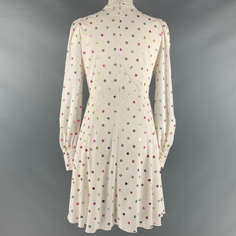 MARC JACOBS Size 2 White Multi Color Polyester Dots A Line Dress