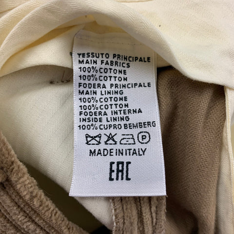 ROTA Size 36 Brown Corduroy Cotton Button Fly Dress Pants