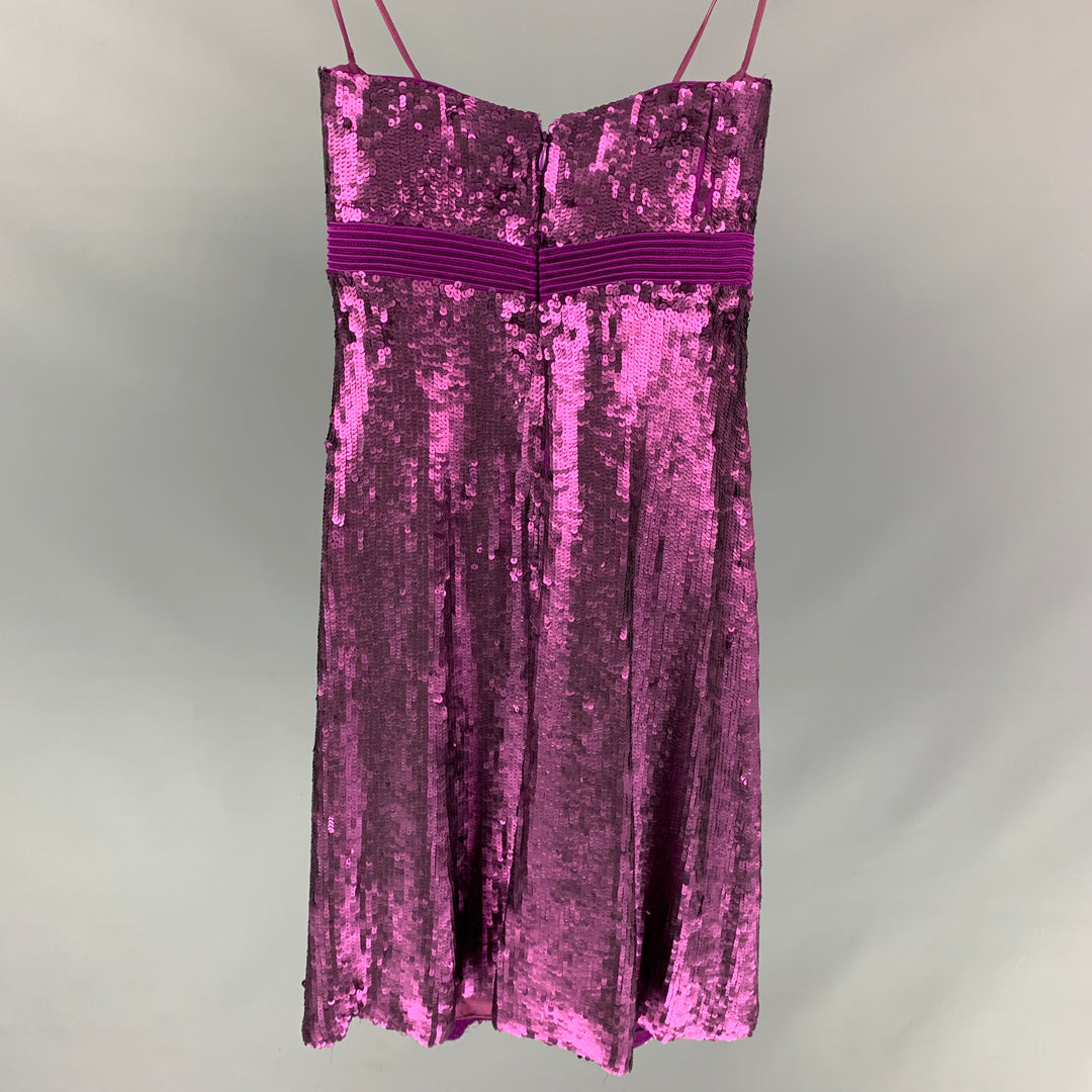 BADGLEY MISCHKA Size 0 Purple Silk Sequined Strapless Dress